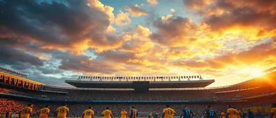 A dramatic night match on a rain-slick Segunda División pitch, two anonymous players in plain yellow and blue kits...
