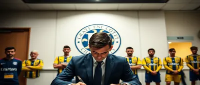 Jefté Betancor, mid-30s, athletic build, short dark hair and focused expression, sprinting with the ball on a sun-lit...